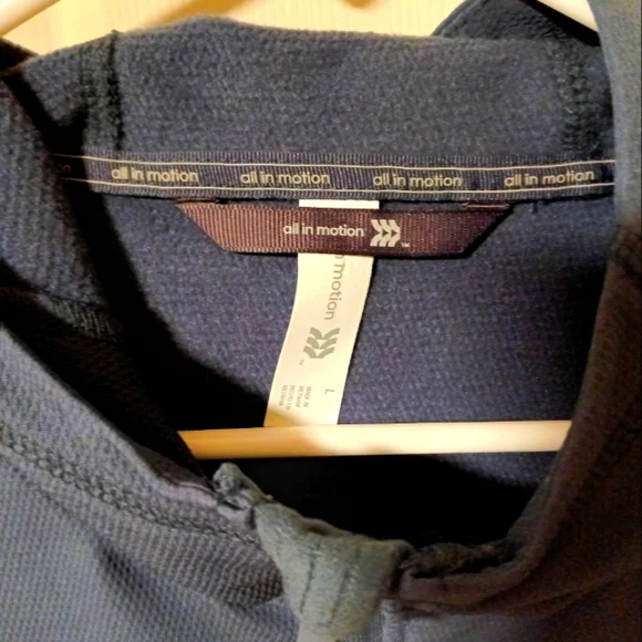 All In Motion Woven Fleece Jacket BLUE Stretch Water Repellant Thumb Holes Sz L - Picture 5 of 9